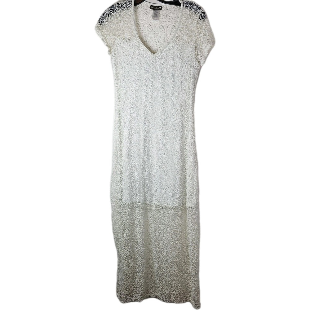 Tommy Bahama XS White Lace Crochet Maxi Dress SS Beach Resort Party Coastal Glam - Picture 2 of 11